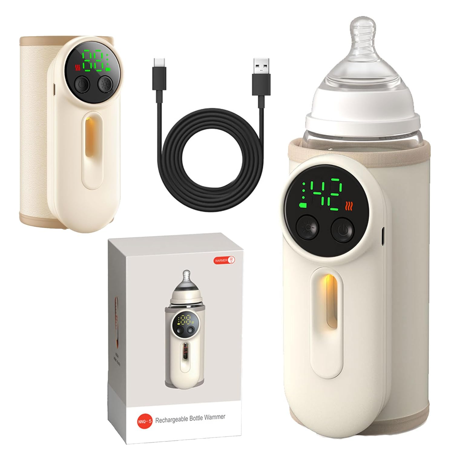 Portable Bottle Warmer for Travel,Monitor Milk Volume,Leak-Proof,Fast Charging&Cordless,Can Use While Charging,Keep Nutrition Bottle Warmer on the Go