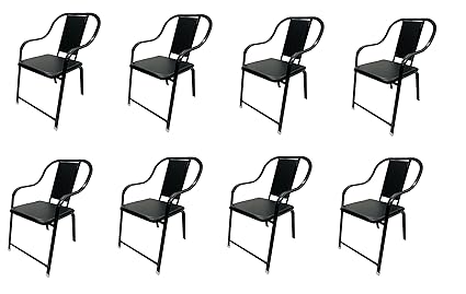 P P CHAIR Comfortable Office Home Visitor Study Student Chair Student Table Chair Metal Dining Chair with Cushion (Black) | ISO Certified Company| with Arm Chair (8)