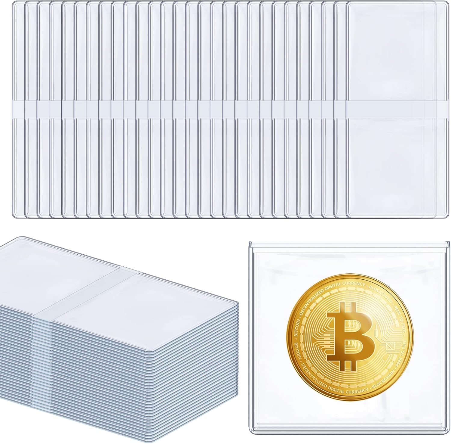 Sweetude 100 Pcs Double Pocket Unplasticized Coin Flips