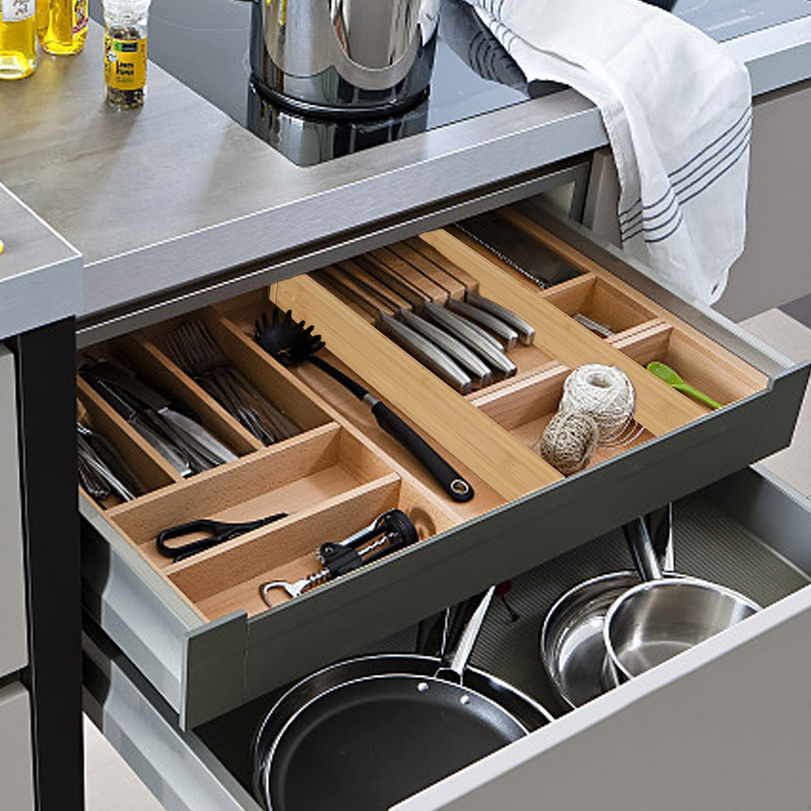 Vadora Collection Lot De 4 Grands Séparateurs De Tiroir Réglables En