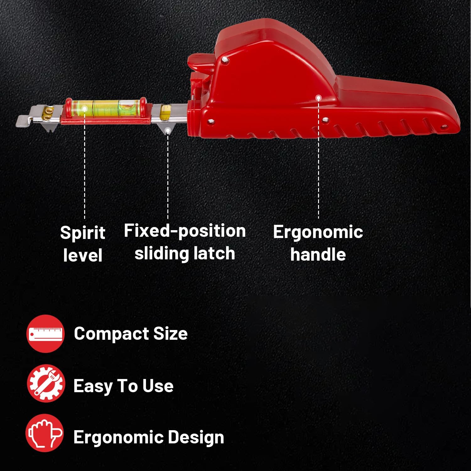 Picture Hanging Leveling Tool - Ergonomic Tape Measure with Level,Hang o Matic Picture Hanger Measuring Tape to Hang Pictures, Mirrors, TVs, and Shelves, Red