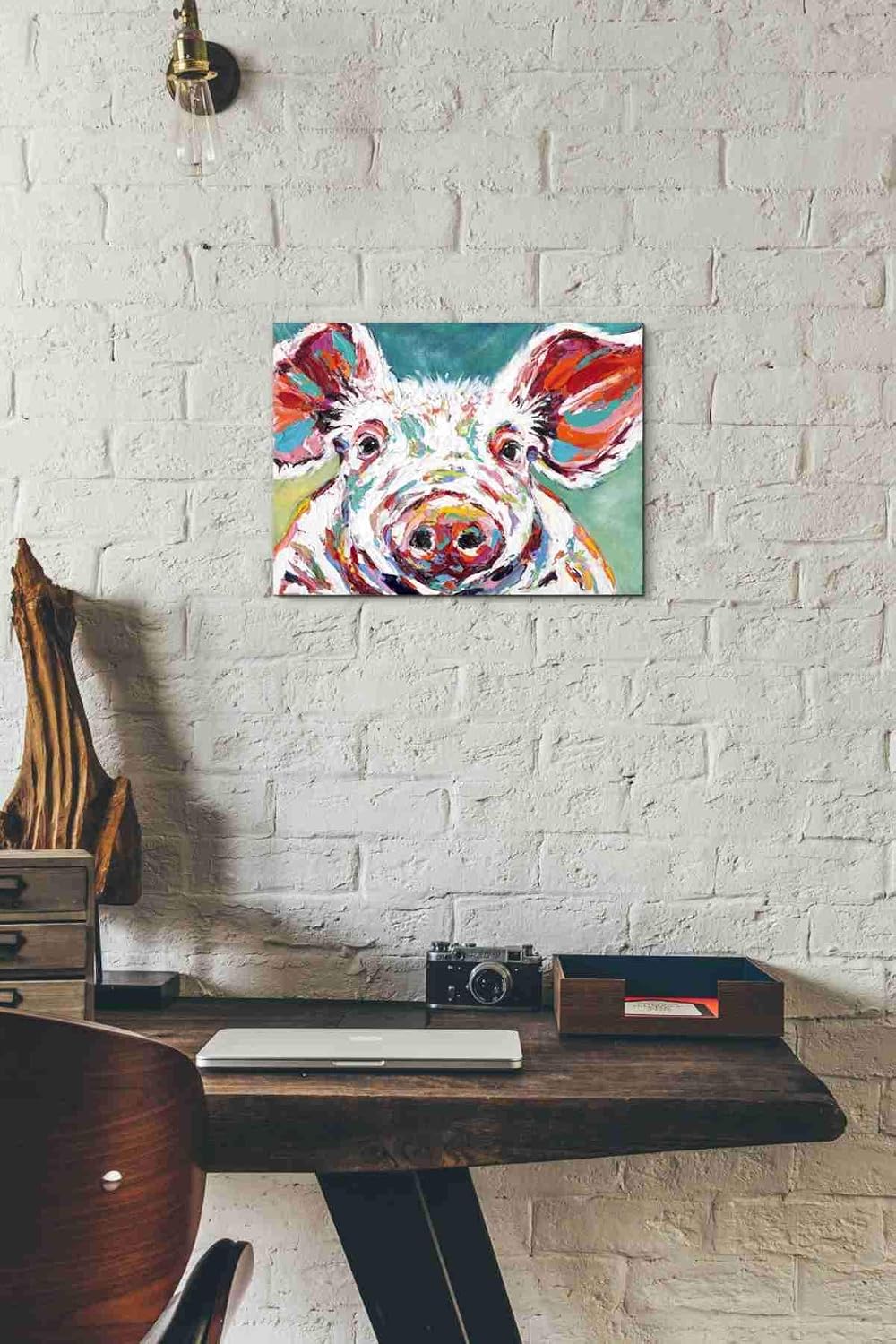 Epic Graffiti 'Piggy II' by Carolee Vitaletti Canvas Wall Art, 16"x12"