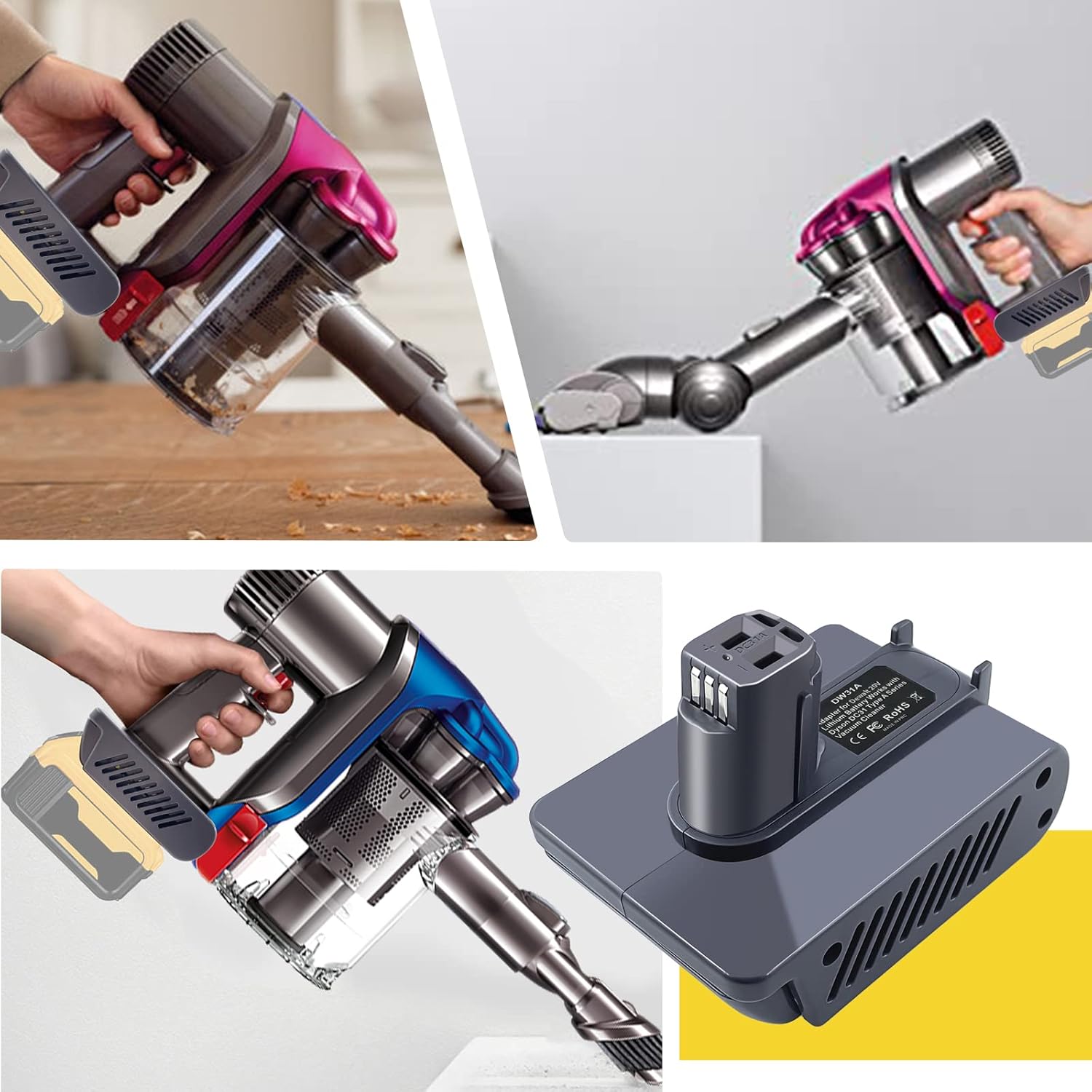 TPDL Adapter for Dewalt Battery to for Dyson Type A DC31 DC34 DC35 DC44 DC45 for Dyson Handheld Cordless Vacuum Animal 917083-01(Not fit All Type B Model, not for DC44 MK2)