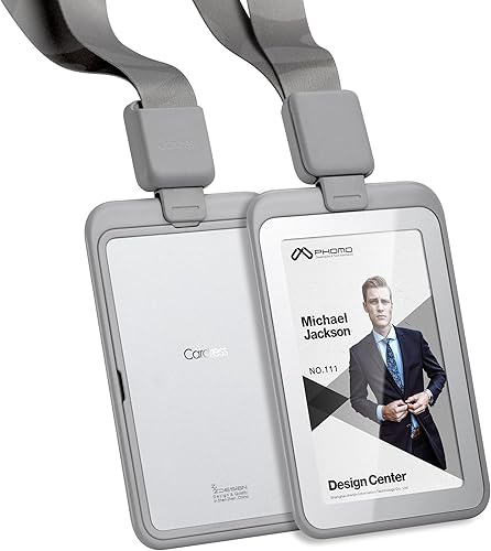 Phomo Portatarjetas de identificación autoretráctiles con clip de carrete de mosquetón y cordón para insignia, soporte para tarjetas de