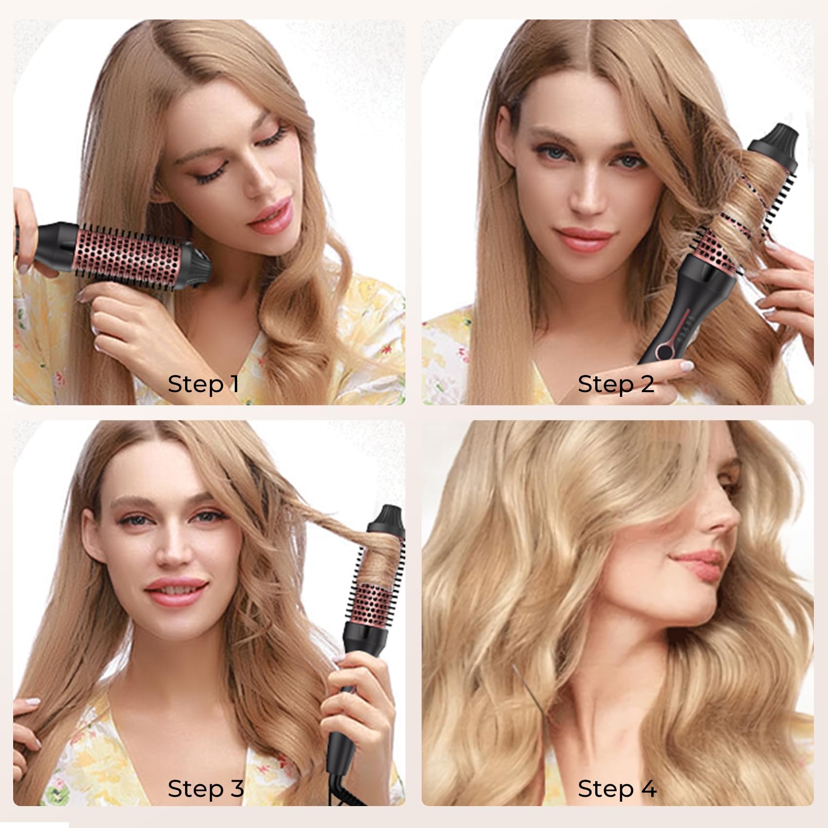 Thermal Brush Wärmebürste 38mm, Thermobürste Rundbürste 120-200℃, Heat Brush Double Spannung Erhöhen Sie das Haarvolumen, Verwendet als Kamm, Glätteisen, Lockenstab, Leichte Kompakte Größe
