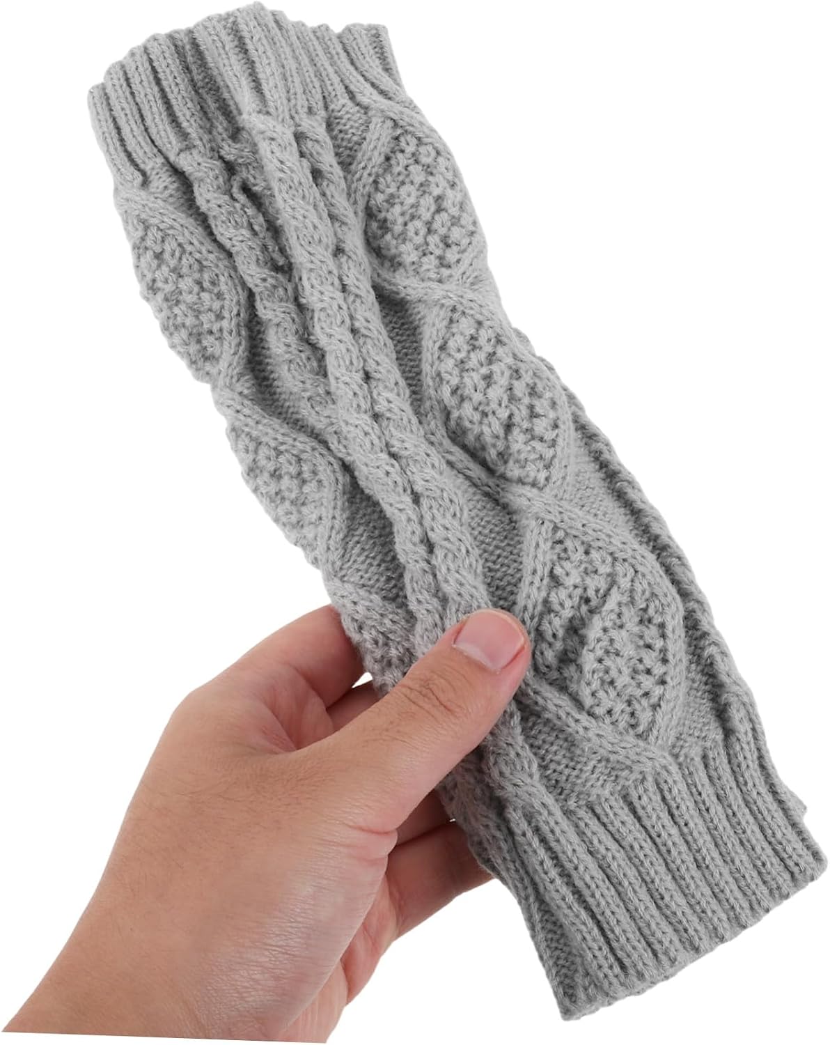 Toyvian Winter Fingerless Knitted Arm Warmers with Thumb Hole, Long Thermal Knit Gloves for Men and Women, Soft Mid-length Wrist Sleeves for Cold Weather Outdoor Use