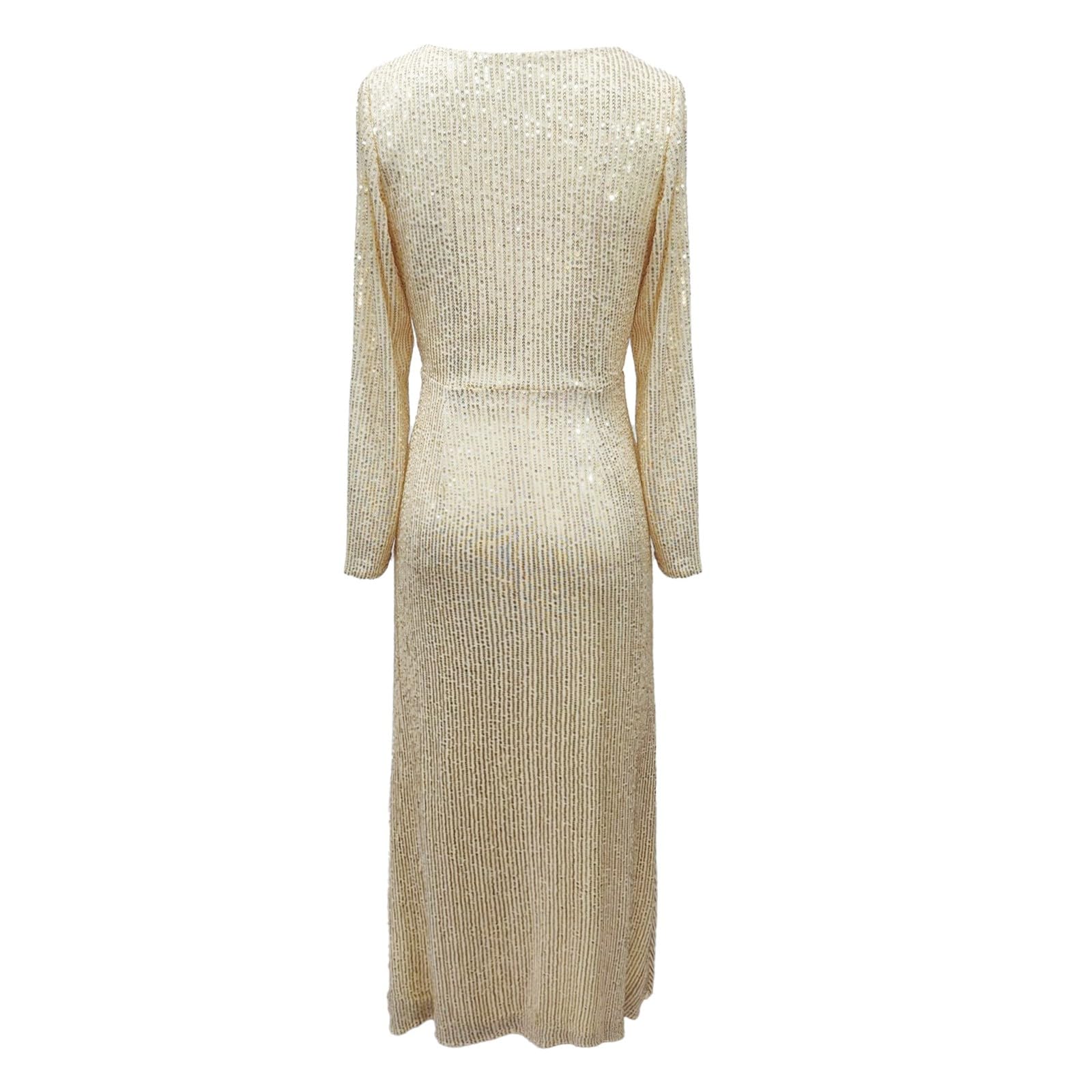 Vestito Donna Elegante Vestito Donna Cocktail Party Vestiti Eleganti Abito Formale da Sposa o Damigella con Paillettes e Scollo Profondo Perfetto per Invitate a Matrimoni