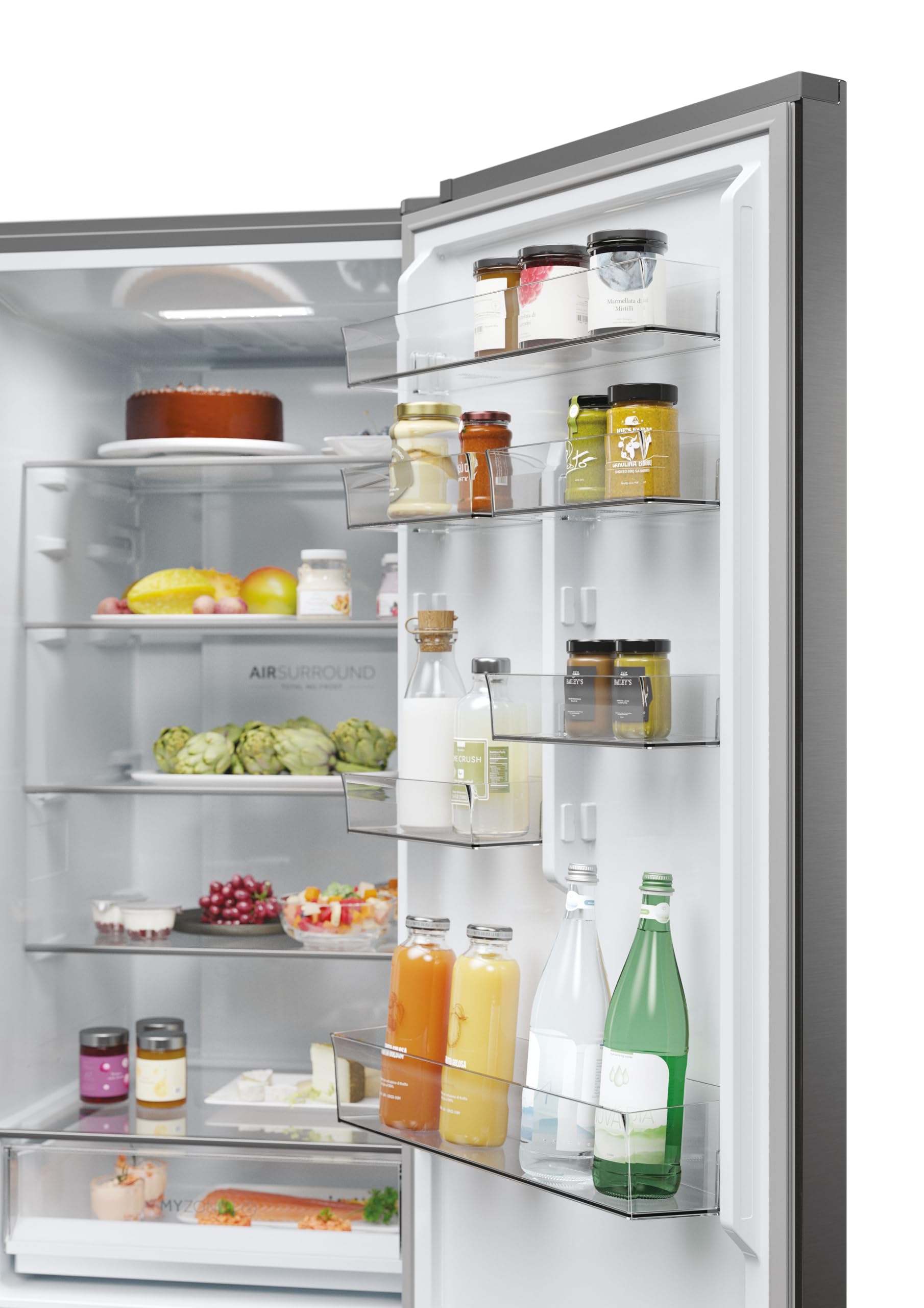Haier 2D 60 Serie 3 PRO Frigorifero Combinato 406L (289L Frigo + 117L Freezer), Total No Frost, Wi-Fi hOn App, Air Surround, My Zone Pro, Classe D, Dark Inox, 205x59,5x66,7 cm (AxLxP), HDPW3620DNPD