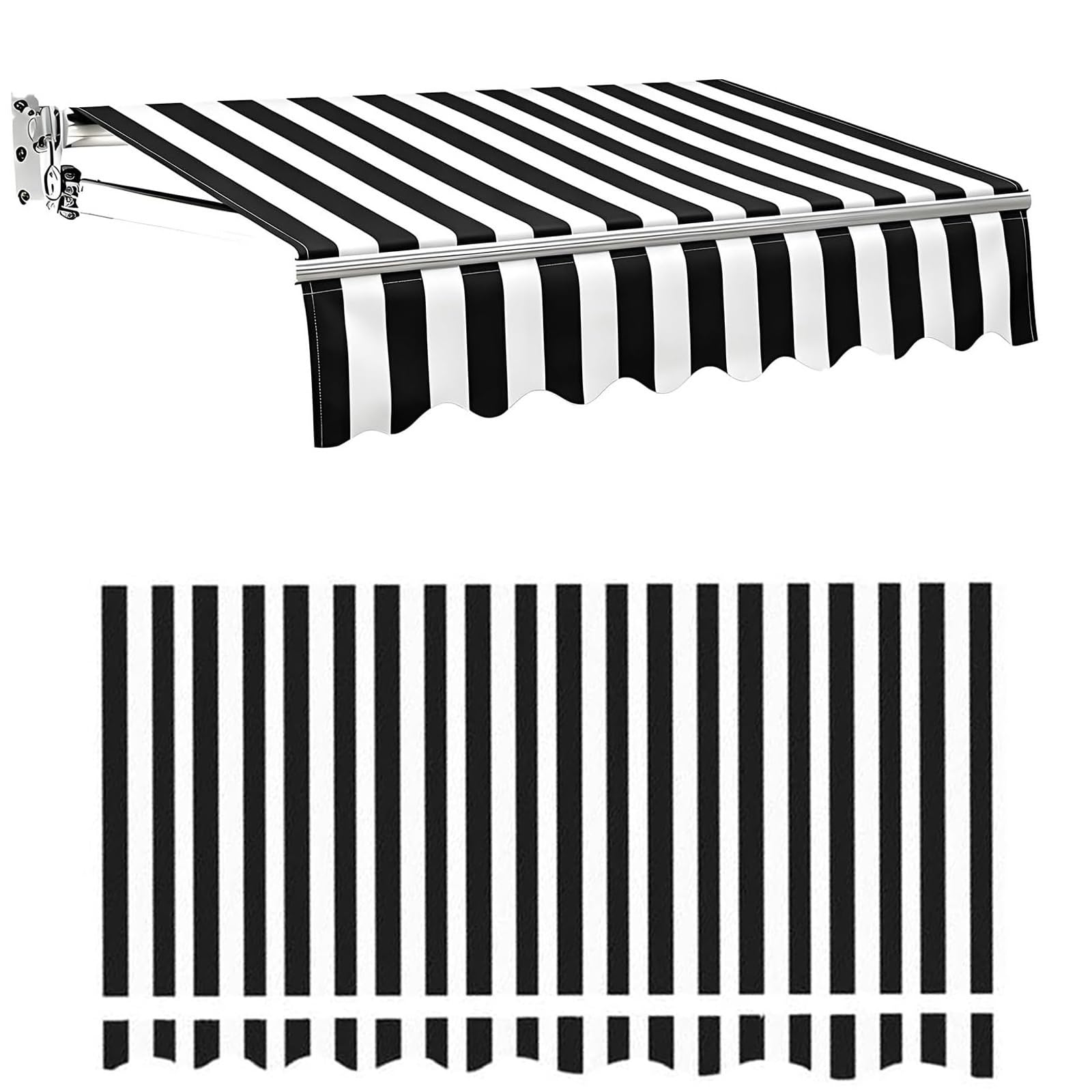 ROFBIHG Replacement Awning Fabric for Retractable Patio Awnings, Outdoor Patio Sunshade Canopy Awning Cover, UV Resistant, Awning Replacement Fabric for Balcony, Porche(Black,2x1.5m(6.6x5ft))