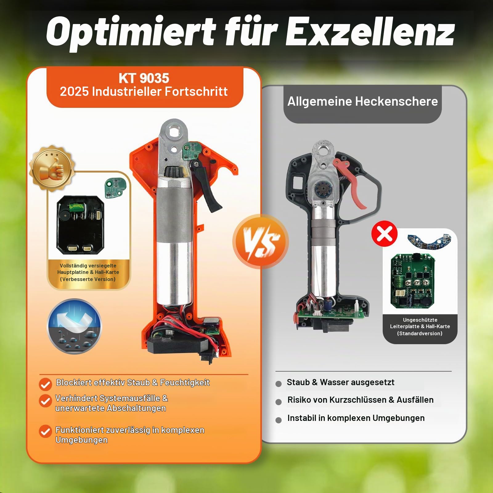 Kebtek KT 9035 Akku Astschere Teleskop, 2-In-1 Elektrische Gartenschere Teleskopstiel Max 40 mm(1.4") Schnittdurchmesser, mit 4000mAh Batterien 2.4m Verlängerungsstange, für Garten Baumbeschneidung