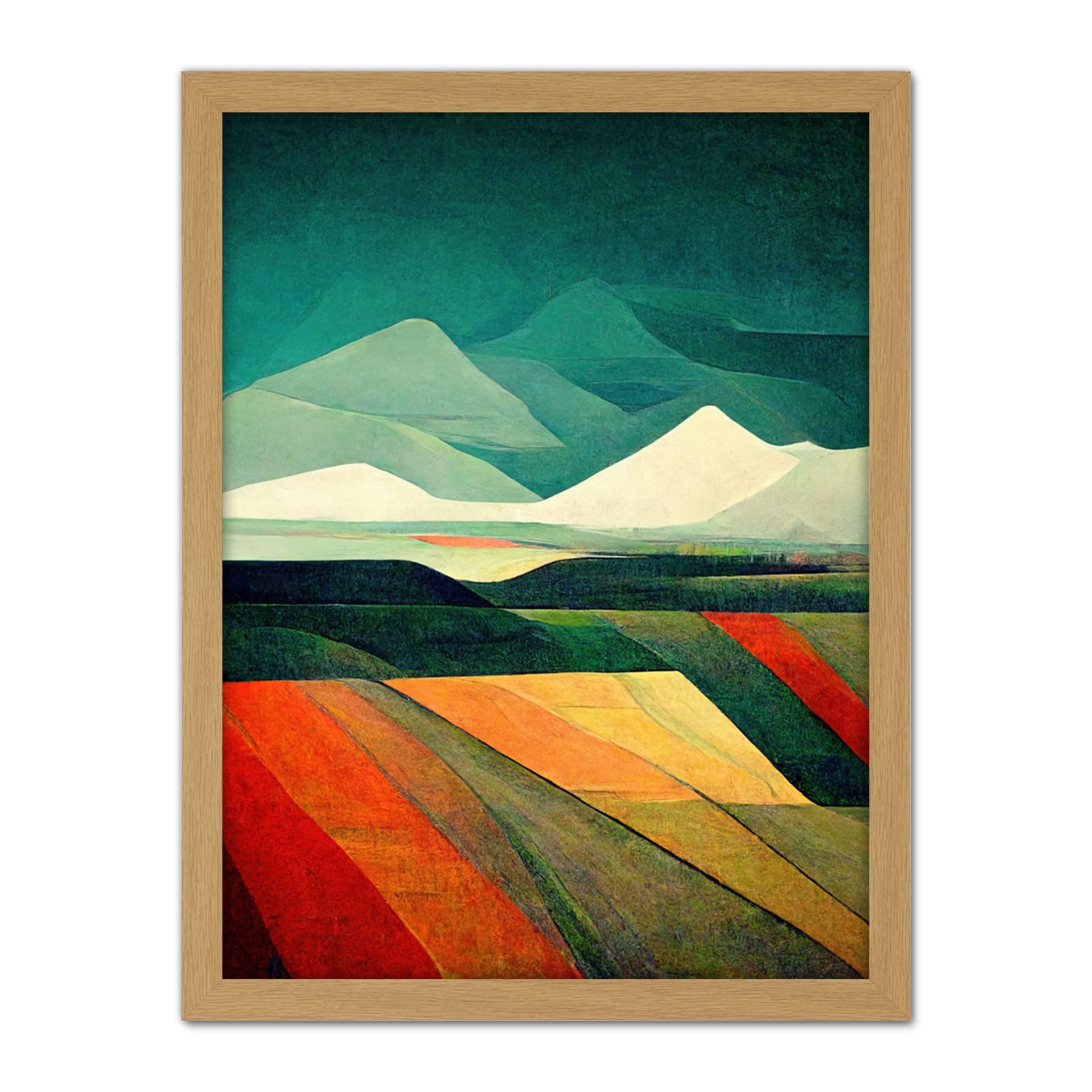 Doppelganger33 LTD Modern Semi-Abstract Colourful Landscape Artwork Framed Wall Art Print 18X24 Inch