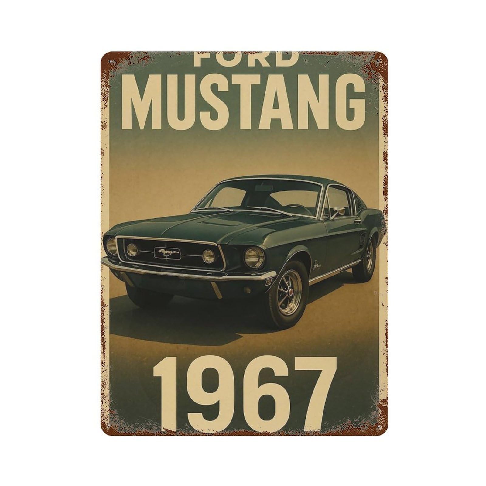 YHGERTKU Ford Mustang 1967 Wall Art Retro Iron Vintage Metal Tin Sign Poster Modern Decor for Living Rooms Gift 40x30cm