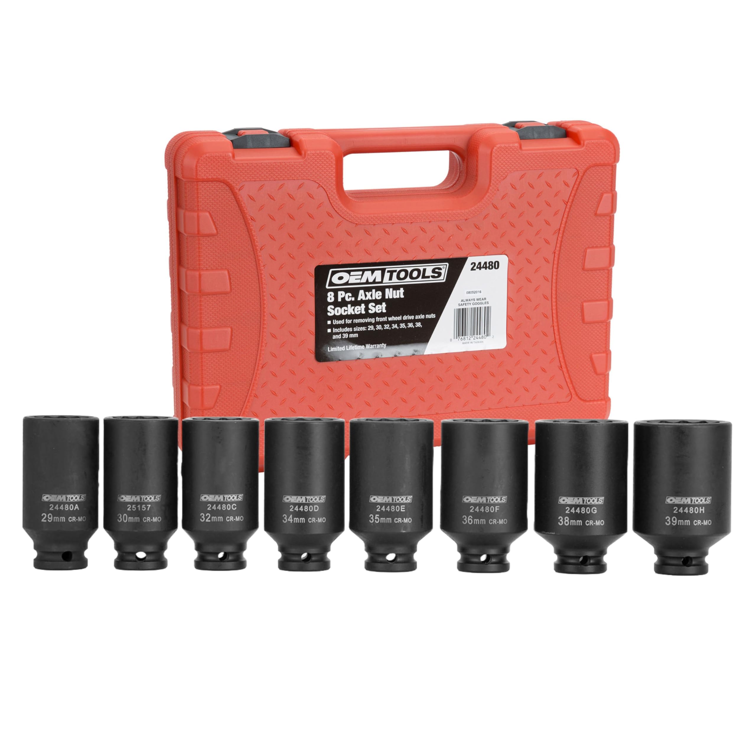 OEMTOOLS 24480 Axle Nut Socket Set, 12-Pt 1/2 Impact Socket Set