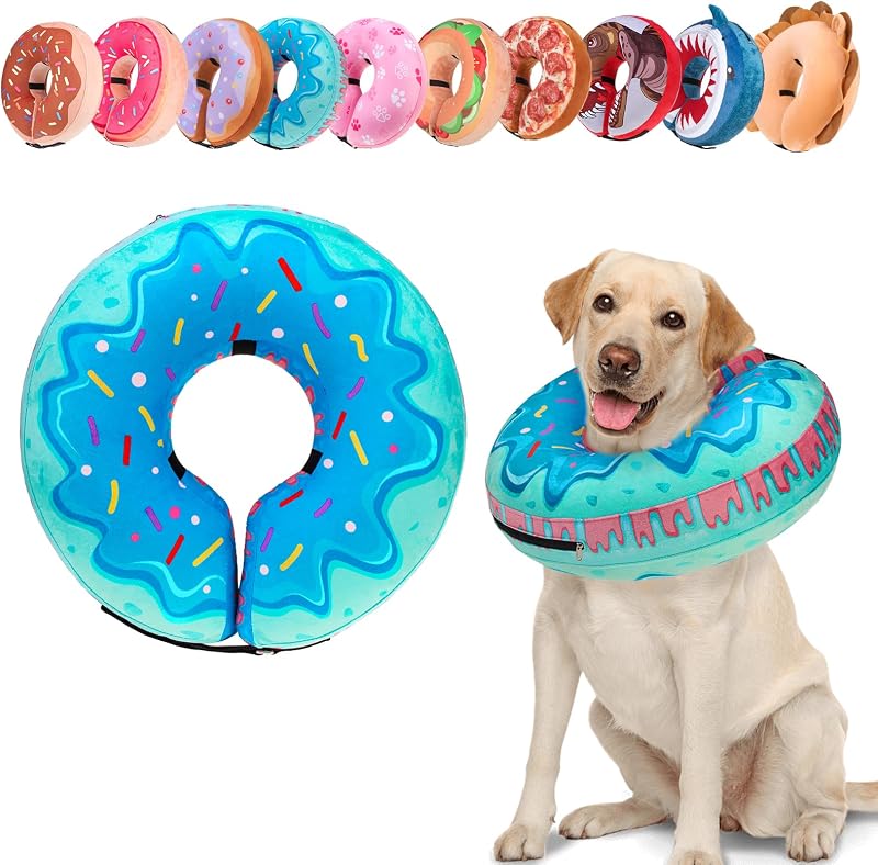 Colar Inflável de Recuperação para Cães BEAUTYZOO, Donut Ajustável com Faixa Refletiva, XL