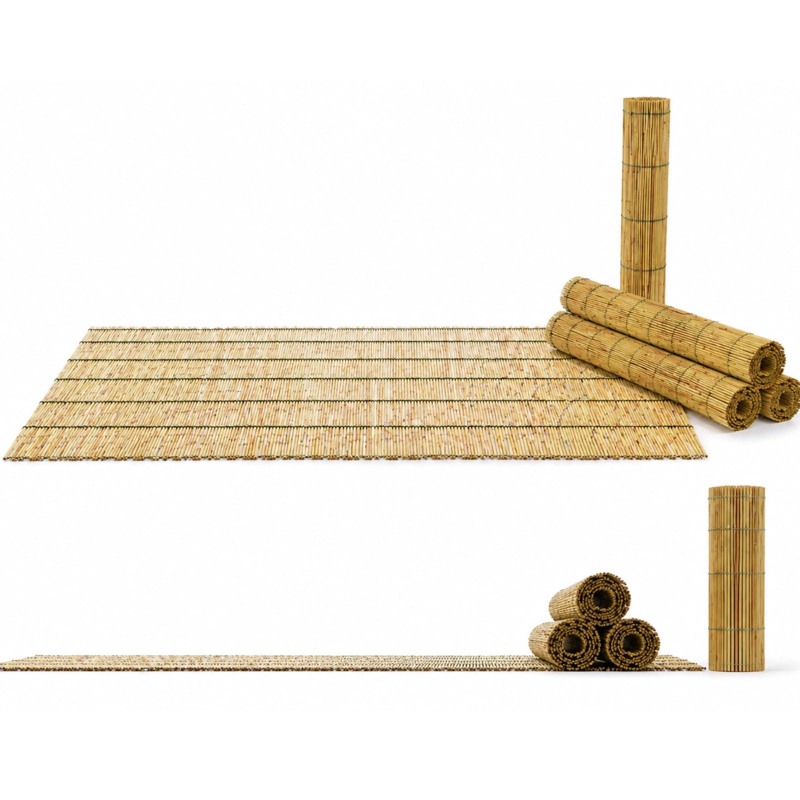 Arella in Bamboo Naturale, In Canne Frangivista per Giardino, Balcone,Piscina e Terrazzo, Cannette 4-5 mm, Filo in Nylon,Stuoia Ombreggiante (2,5x4 mt)