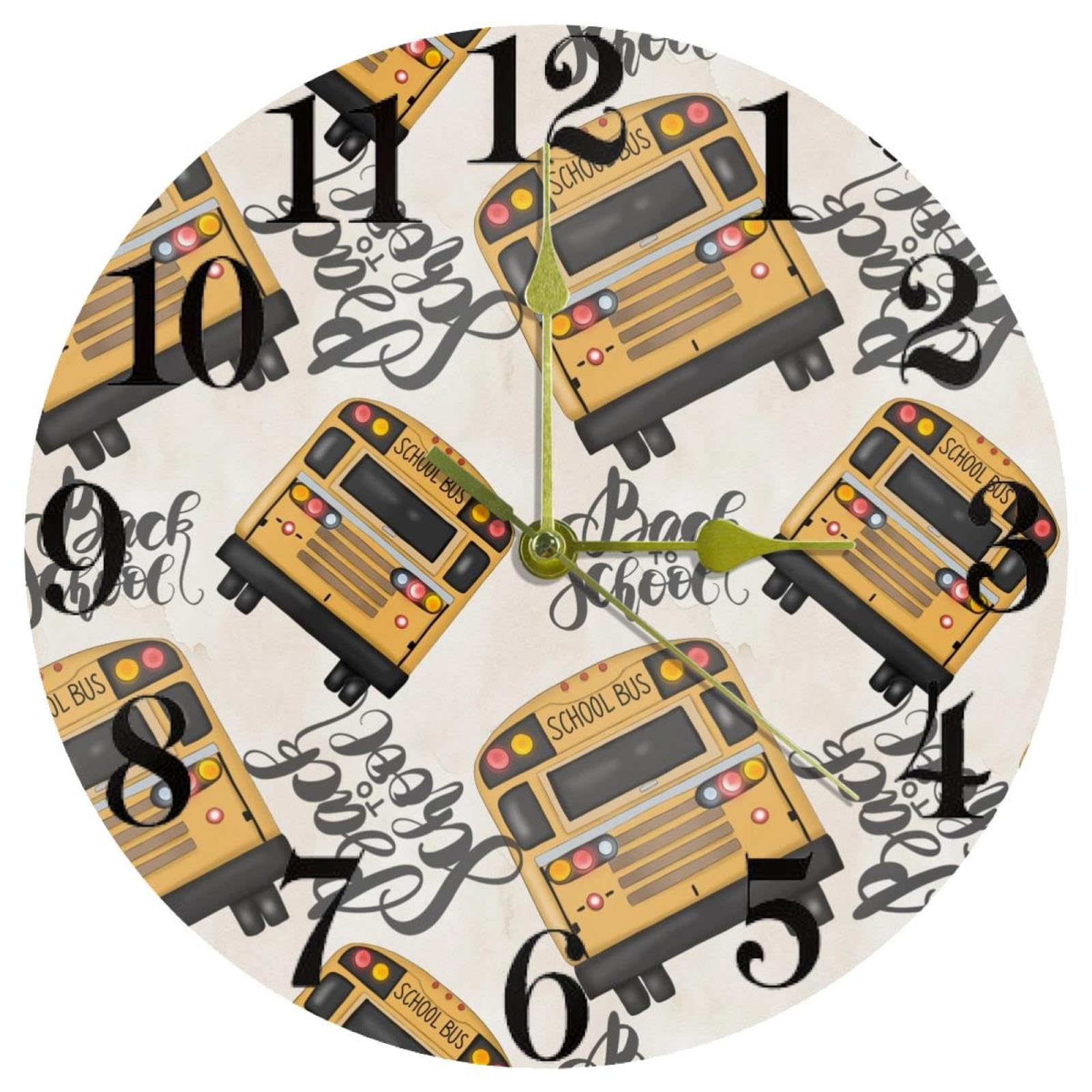 Horloge murale bus école silencieuse à quartz sans tic-tac pour maison