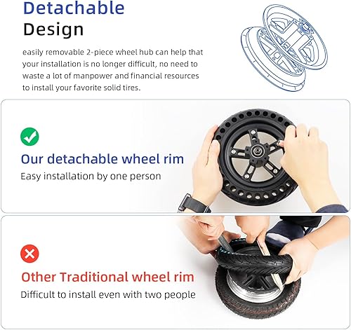 Miniatura 7 de RidTianTek Cubo de rueda trasera dividido para scooter de 8.5 pulgadas para Xiaomi M3651SProPro2 para mi 3 scooter eléctrico, accesorios de repuesto