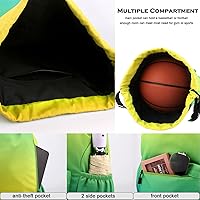 Vista 3 de Mochila con cordón para mujer, bolsa de gimnasio con cordón, resistente al agua, pequeña bolsa de cincha azul (Blue-Blue)