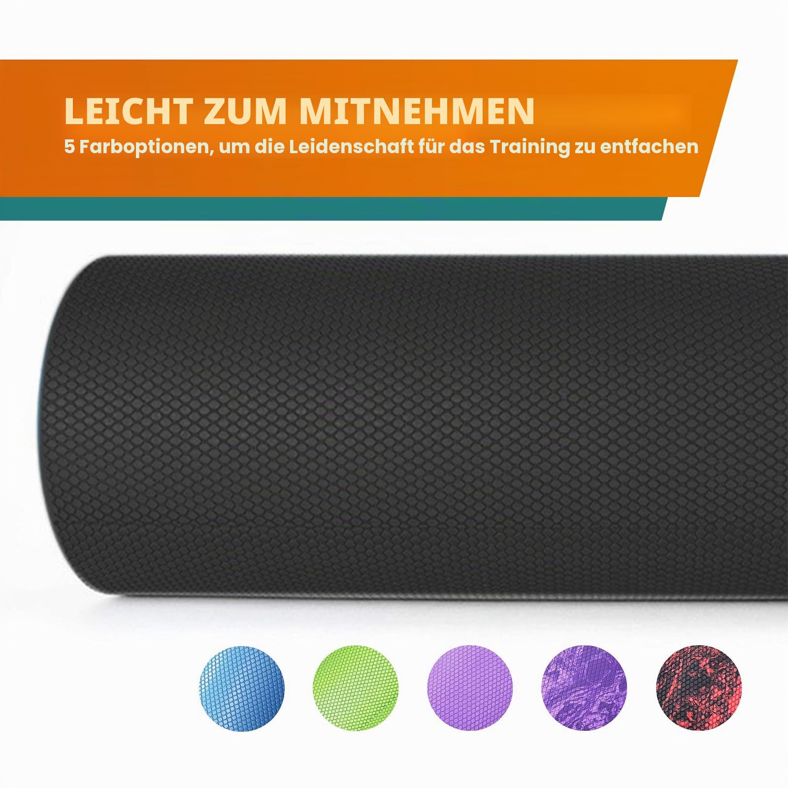 Maximo Fitness Faszienrolle für Wirbelsäule & Rücken, Beine, Arme (45x15 cm) - Mittel-Harte Massagerolle für Yoga, Pilates, Regeneration nach Sport