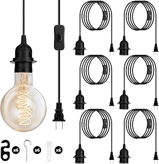 Reginary 6 Pieces Hanging Light Cord Kit Lantern Bulb Cord Cable Extensi...