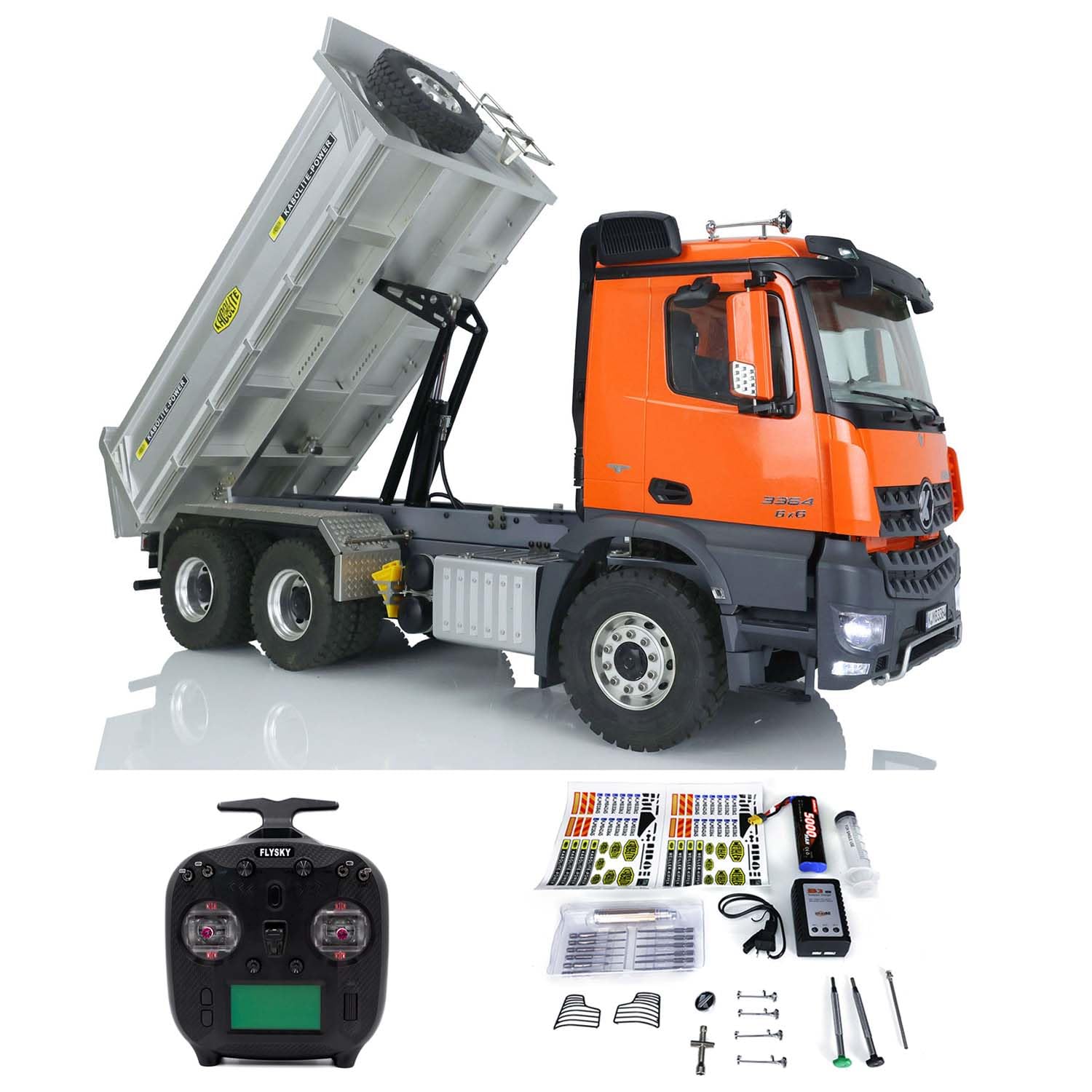 KABOLITE 6X6 Hydraulic RC Dumper Truck 1 14 for K3364 HUINA Tipper Cars 2Speed Gearbox Motor Servo ESC