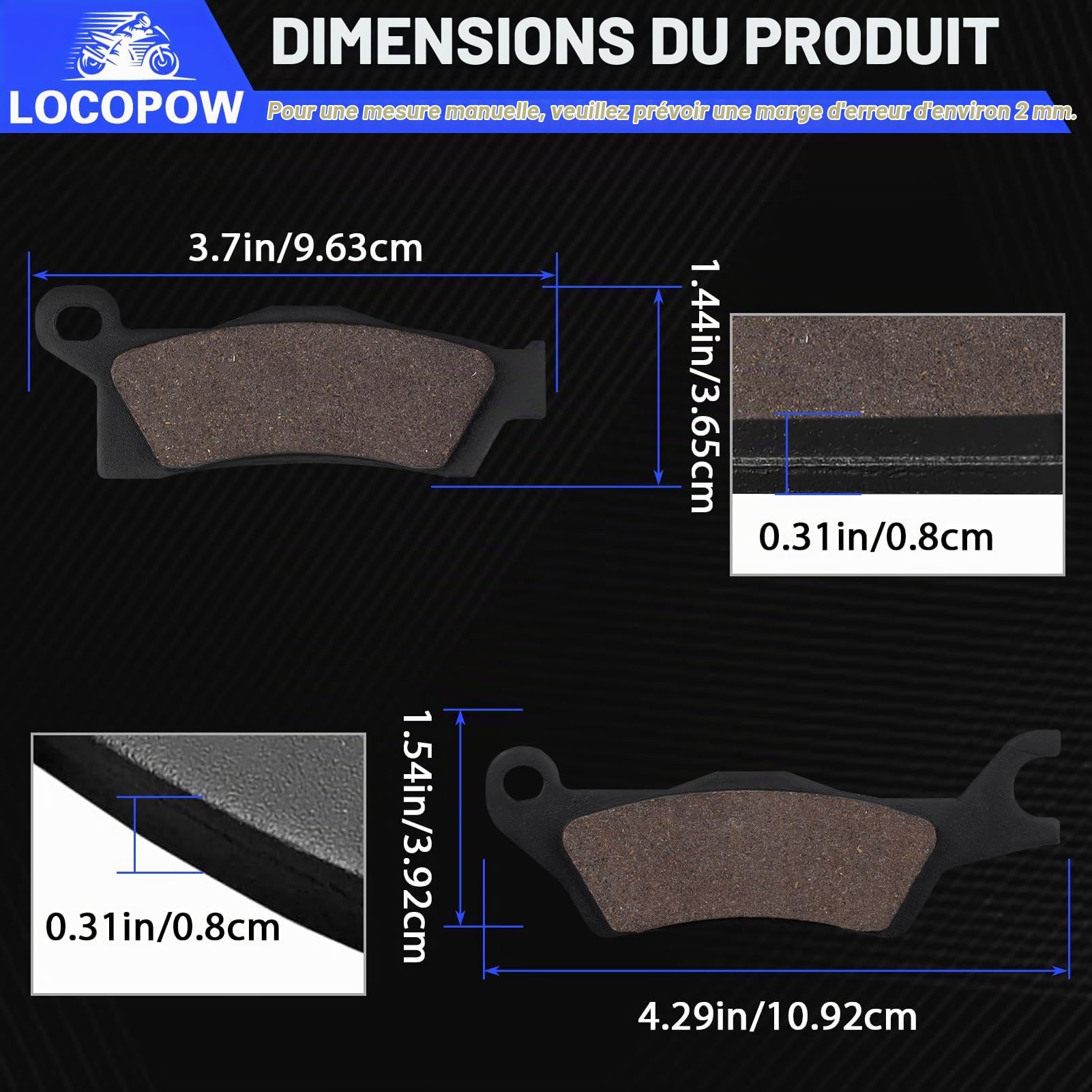LOCOPOW Plaquettes de frein avant et arrière pour Can-Am Outlander 1000 450 570 650 850 6x6 Max 500 800R Renegade 500 1000 650 800R 850