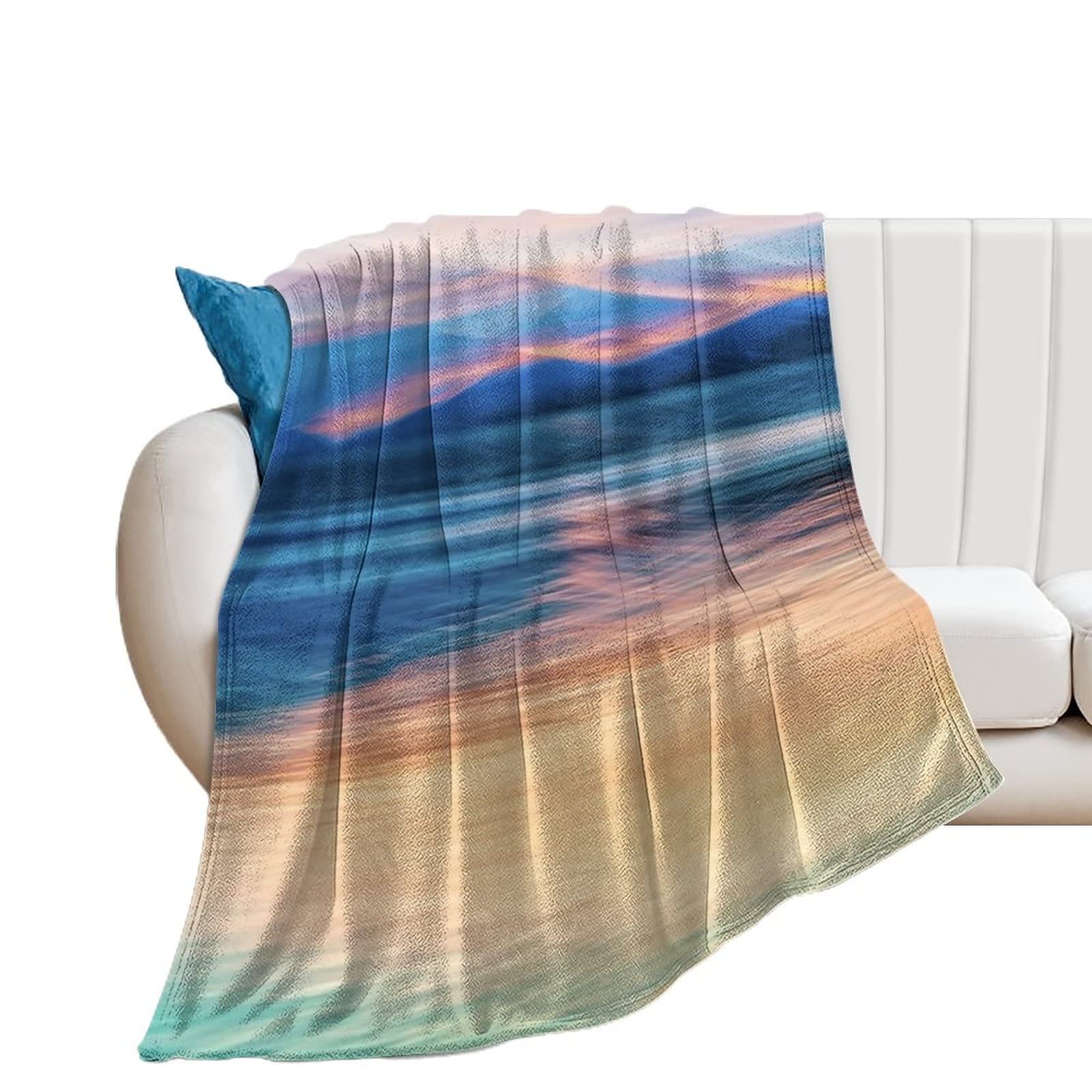 Couverture lit en flanelle super douce plaid The Beach Art