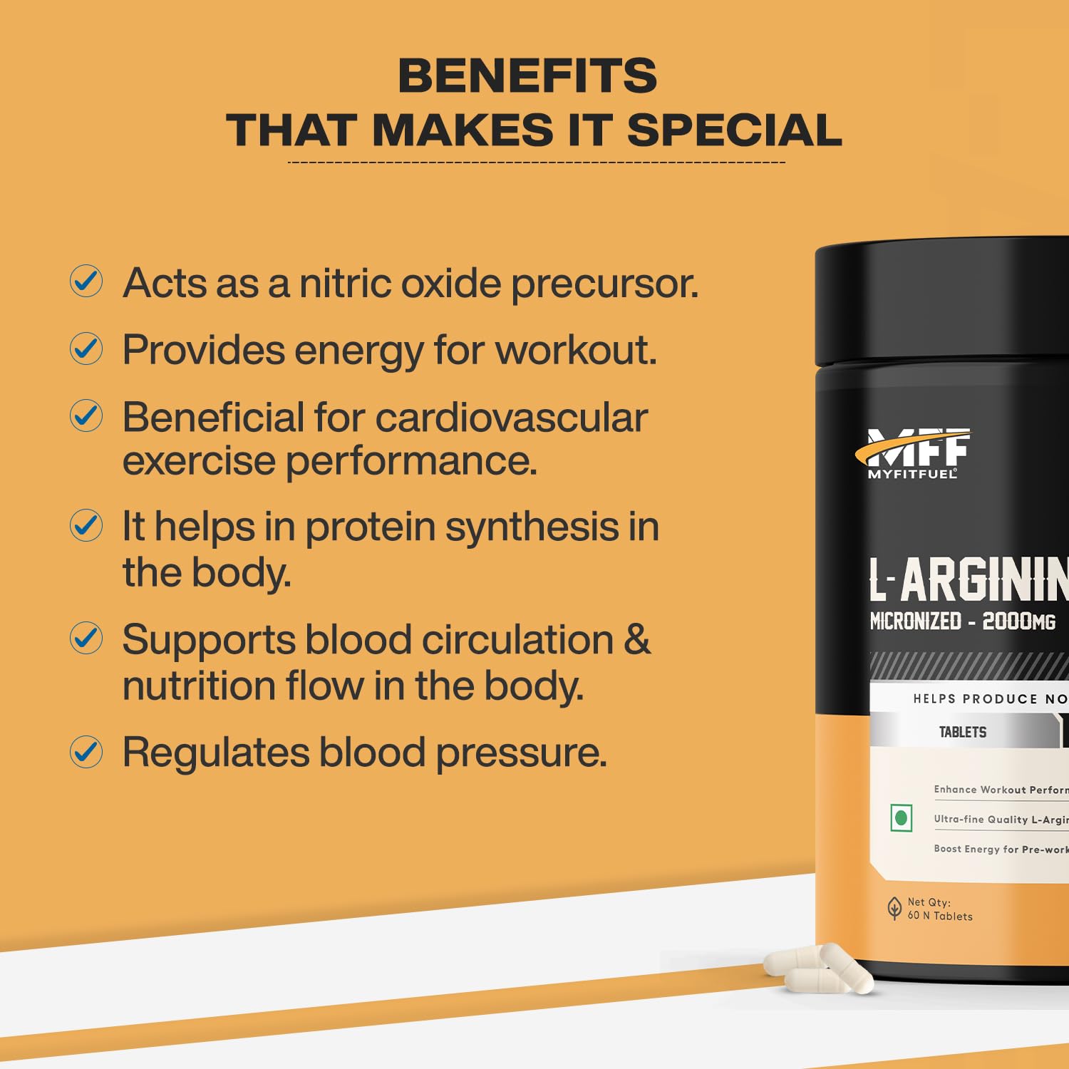 MyFitFuel L-Arginine (2000 mg) Amino Acid, 120 Tablets 1