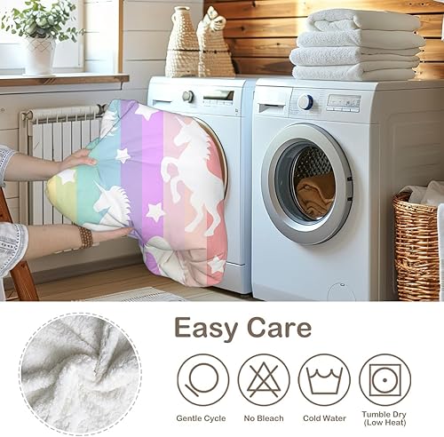 Miniatura 8 de Sleepwish - Manta de sherpa de unicornio arcoíris, súper suave y acogedora, manta de forro polar de felpa de fantasía, decoración de habitación de