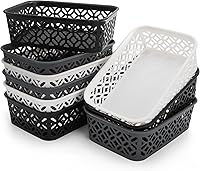 Vista 1 de ZEAYEA 9 Pack Small Plastic Storage Basket, Classroom Organizer Baskets for Shelves Desk Drawer, Pantry Woven Basket Bins for Bedroom Closet Office