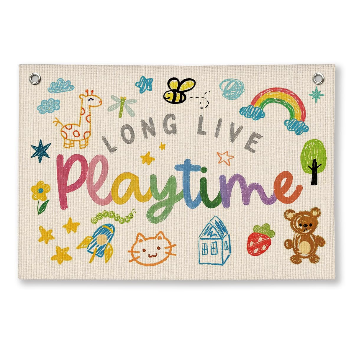 Playroom Nursery Wall Decor, Toddler Playroom Decor Hanging Linen Banner,Play Room Wall Decor for Nursery, 20x30 Inch
