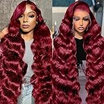 JTMMP 24 Inch 99J Burgundy Lace Front Wigs Human Hair Wine Red Colored Body Wave 13x6 HD Lace Frontal Wigs Human Hair Pre Plucked 200% Density