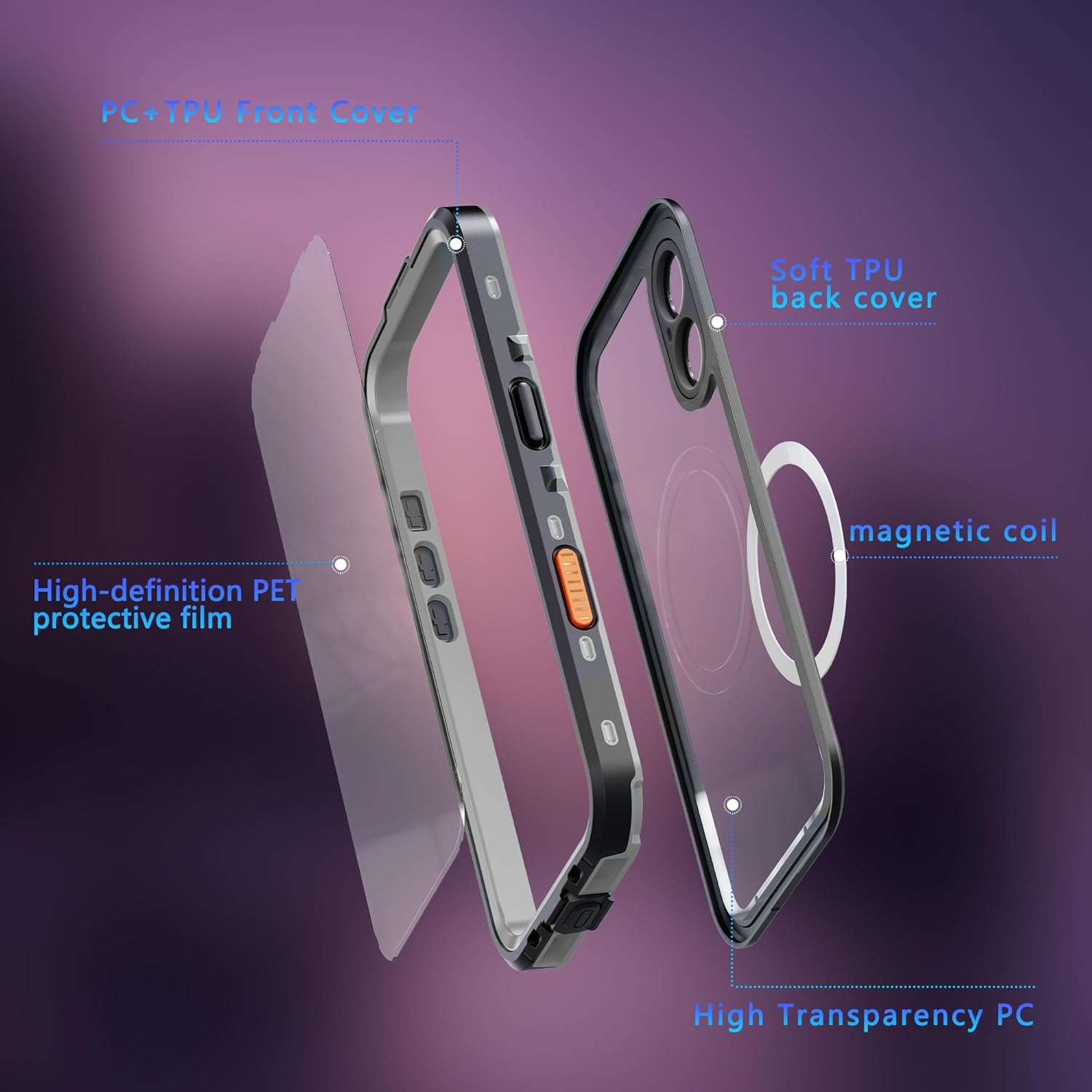 Rugged Case for iPhone 17, IP68 Waterproof Dustproof Underwater Protective Phone Cover with Screen Camera Lens Protector, Magnetic Compatible Heavy Duty 360 Full Body Durable,Black