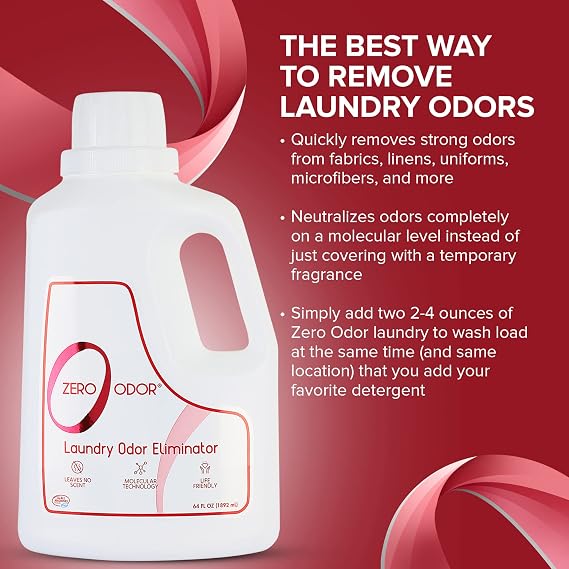 Zero Odor Laundry Odor Eliminator 64 Oz Clothes, Fabrics, Towels, Uniforms, Jerseys, Shoes, 16 Oz (3-Pack)