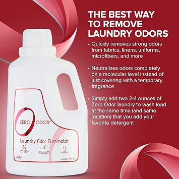 Zero Odor Laundry Odor Eliminator 64 Oz Clothes, Fabrics, Towels, Uniforms, Jerseys, Shoes, 16 Oz (3-Pack)