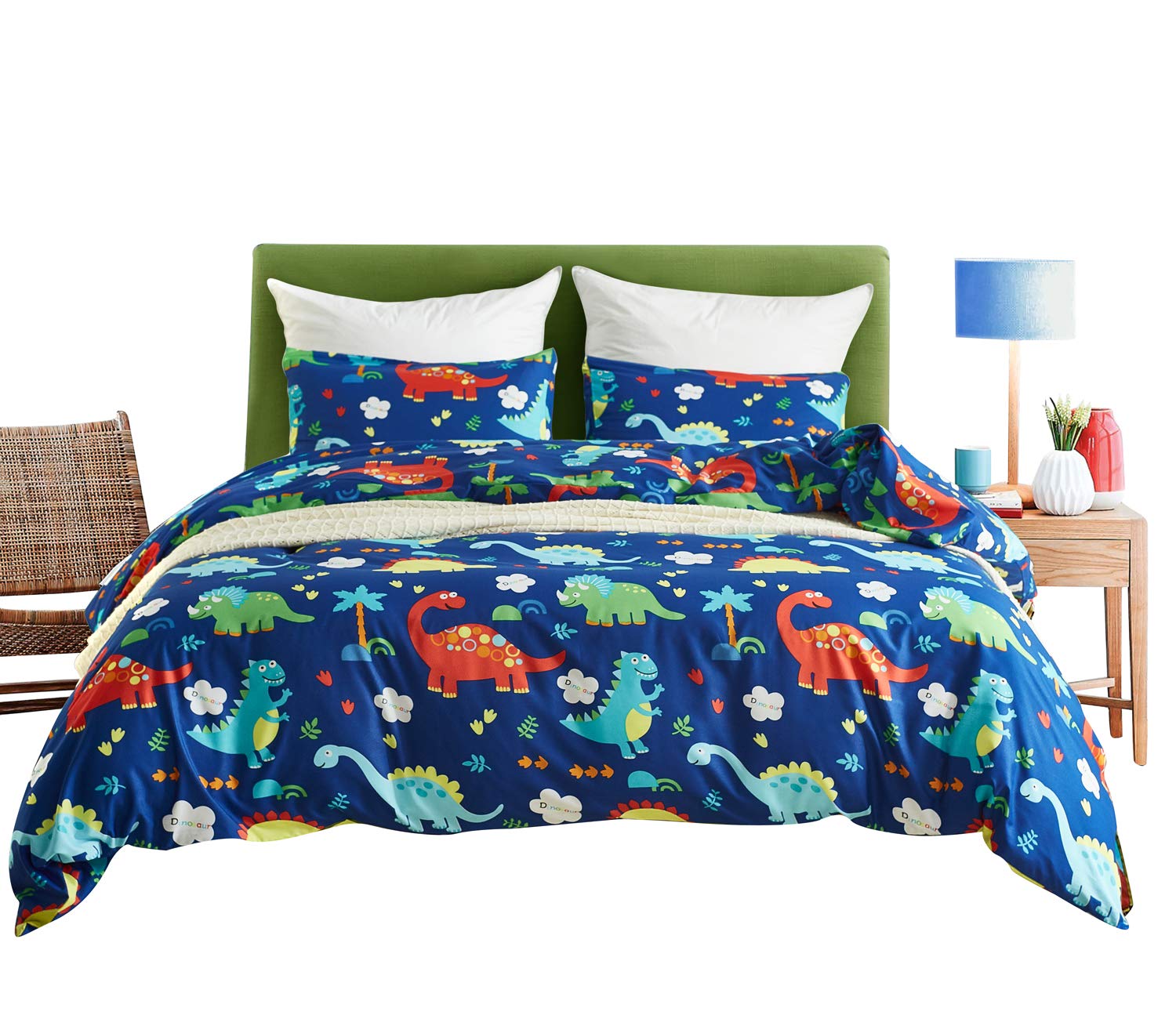 Kids Duvet Cover Set Dinosaur 2 pieces Bedding Sets Children Boys Girls Bedding Cover Sets With Zipper Closure Soft Lightweight 1 Duvet Cover and 1 Pillow Sham(Twin, Dinosaur)