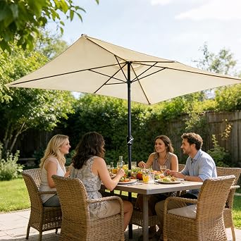 Replacement Parasol Canopy, Rectangular Garden Parasol Replacement Canopy Cover, Anti-Ultraviolet Patio Umbrella Cloth Cover Sun Parasol Umbrella for Garden Patio Beach Pool Lawn, 3X2m