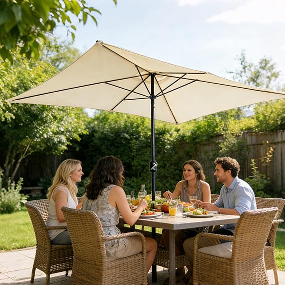 Replacement Parasol Canopy, Rectangular Garden Parasol Replacement Canopy Cover, Anti-Ultraviolet Patio Umbrella Cloth Cover Sun Parasol Umbrella for Garden Patio Beach Pool Lawn, 3X2m