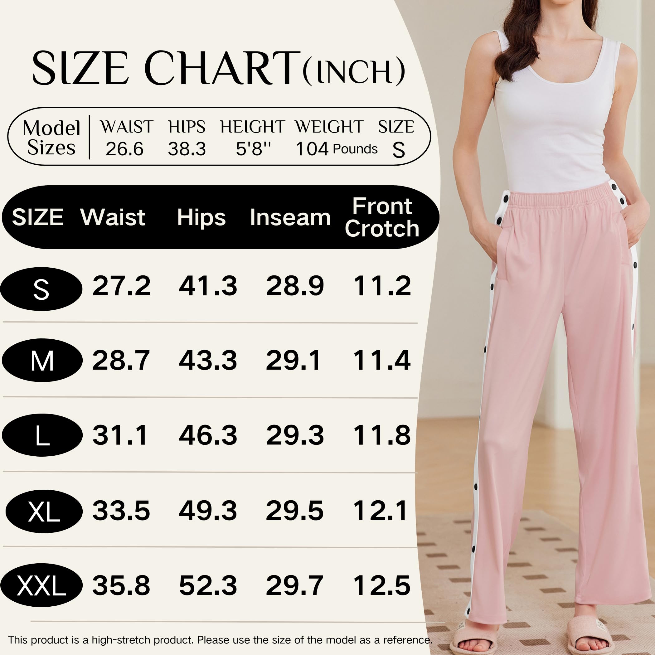 Deyeek Pantaloni da donna strappati con spacco laterale a scatto fondo aperto pantaloni della tuta gamba Breakaway Post Chirurgia Pantaloni con tasche