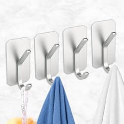 Adhesivos Para Ceramica De Cocina Eucomir Ganchos Adhesivos Para Pared.4 Piezas Gancho Adhesivo Pared, Gancho de Pared, Para Cocina, Baño, Oficina, Etc, Cuelga Toallas, Sombreros, Llaves, Bolsas, (Plata)