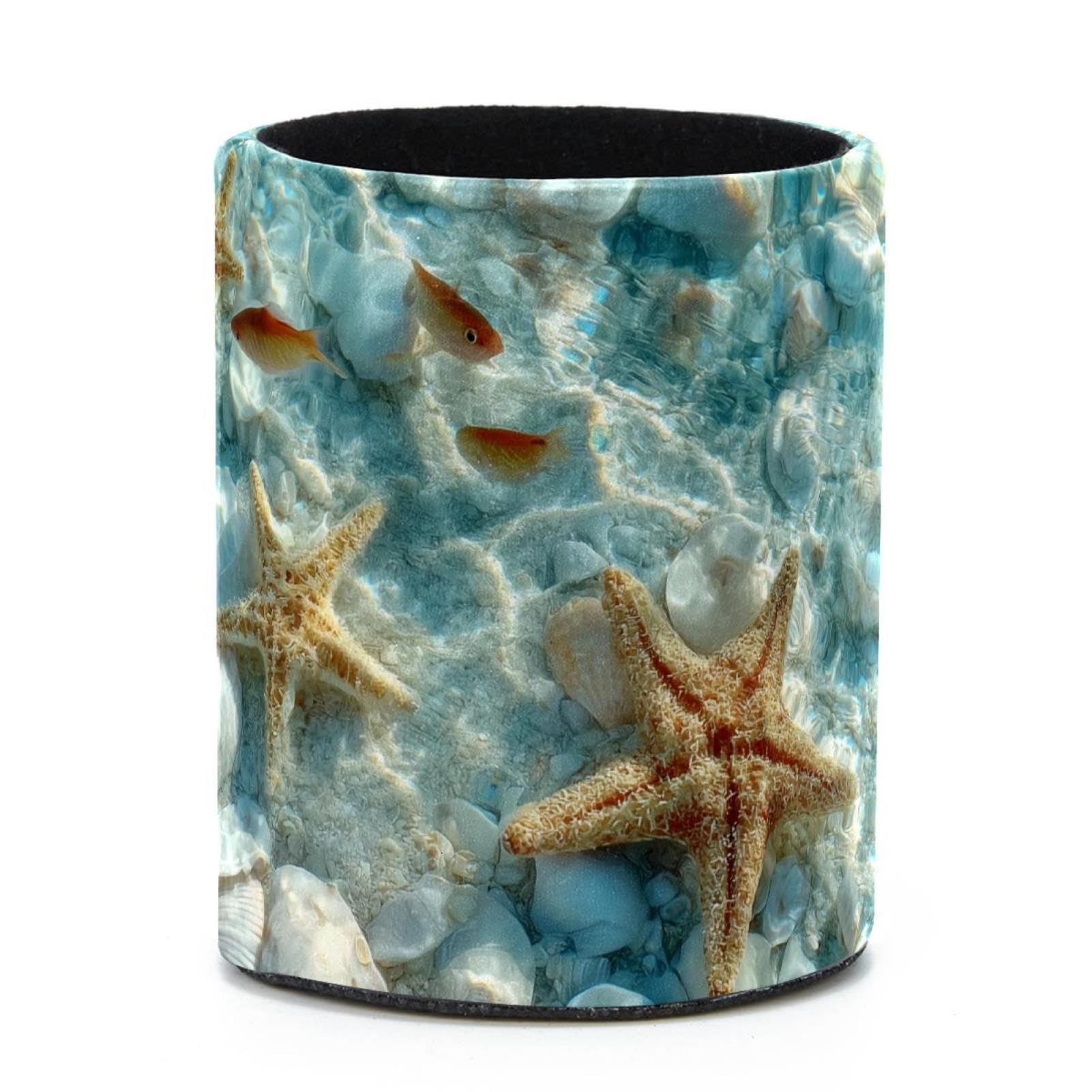 VAPOKF Round Pencil Holders for Desk, Starfish and Fish Pen Holders Pen Pot Makeup Brushes Storage Desktop Stationery Supplies Organiser for Home Office