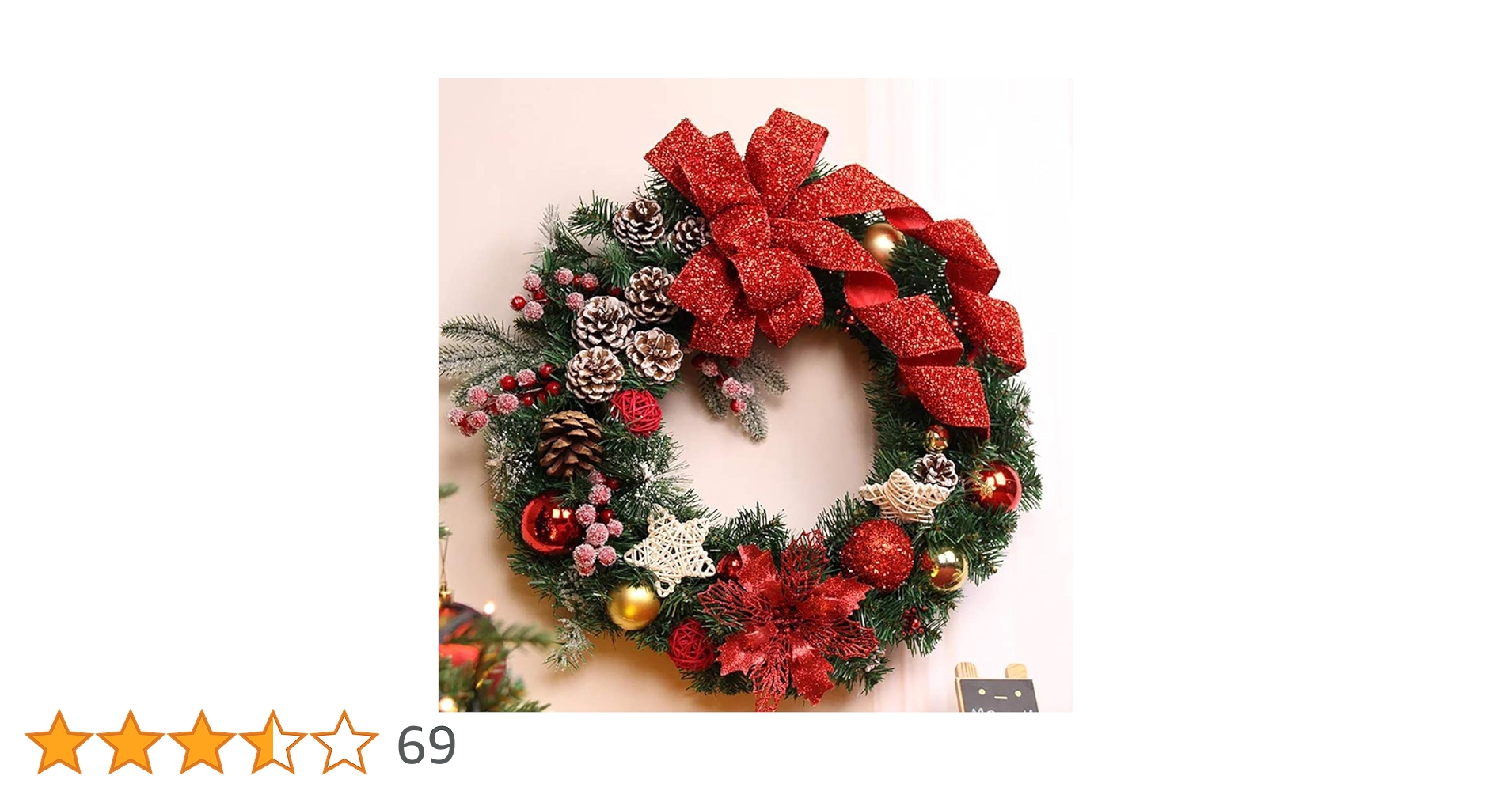 20.クリスマスリース Amazon | S&C Live クリスマスリース 玄関ドア 40cm ゴージャス