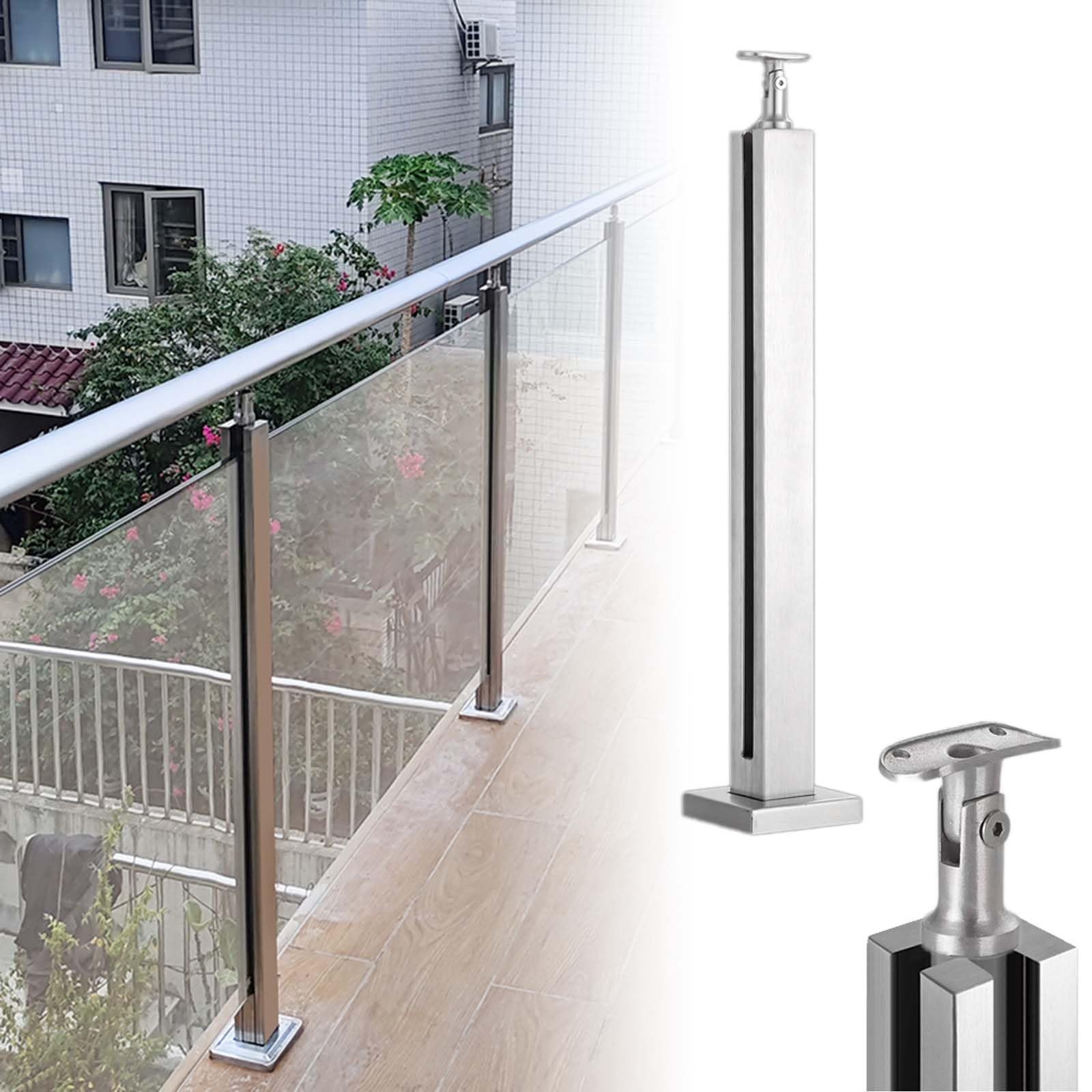 Poteau de garde-corps en verre 110 cm pour balcon et escalier extérieur