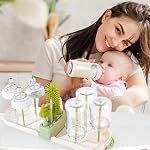 Kit de lavage de bouteille de voyage avec étui de rangement, 7-in-1 Kit de nettoyage de bouteille pour bébé pour le vol et la maison, ensemble de brosses pour bébé tout-en-un avec rack de séchage pour bouteilles et pièces de pompe à sein (vert)