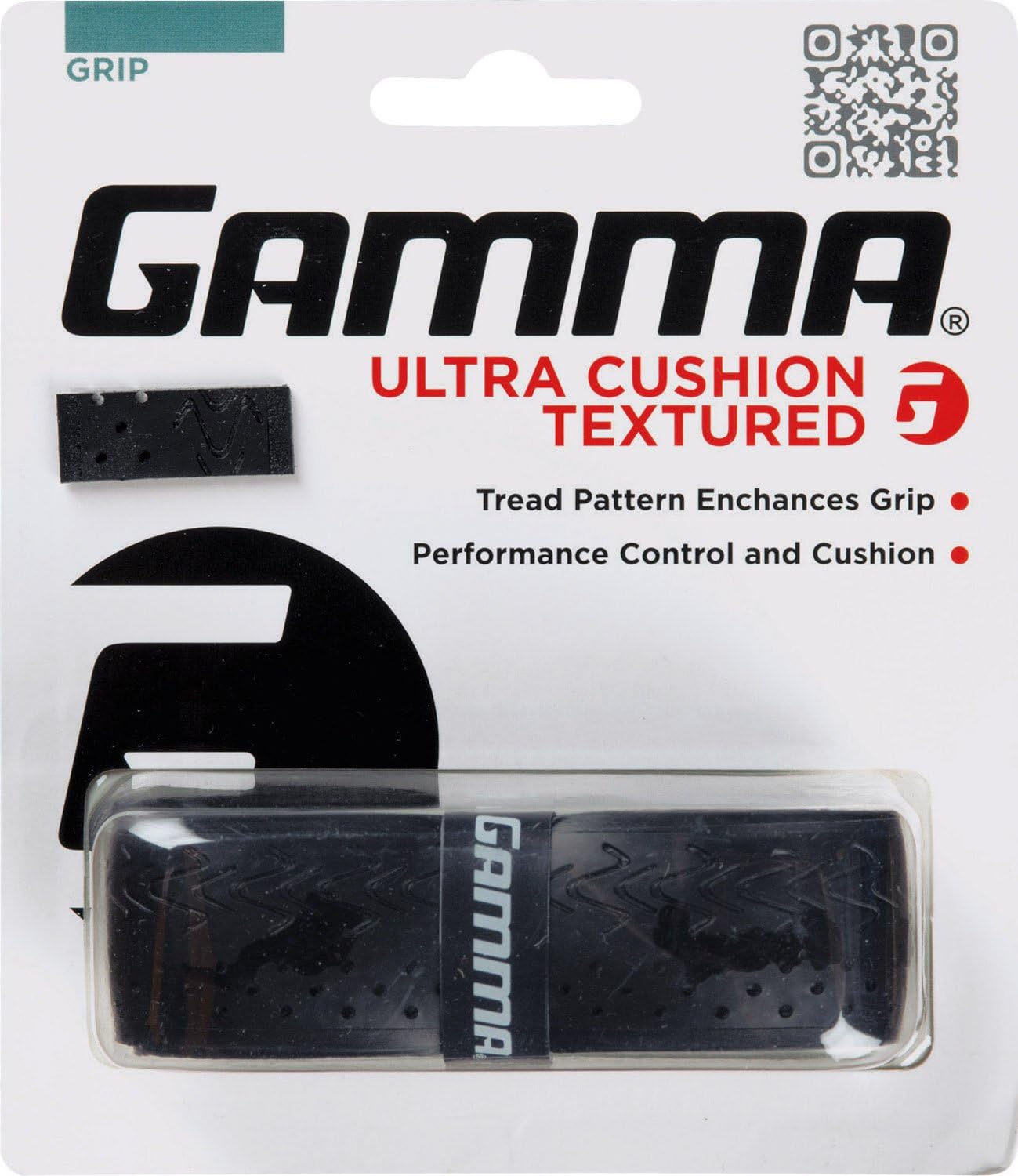 GAMMA Sports Tennis Racquet Ultra Cushion Replacement Grip – Contoured Multi Black with Textured Perforations for Enhanced Absorption, Comfort, and Control