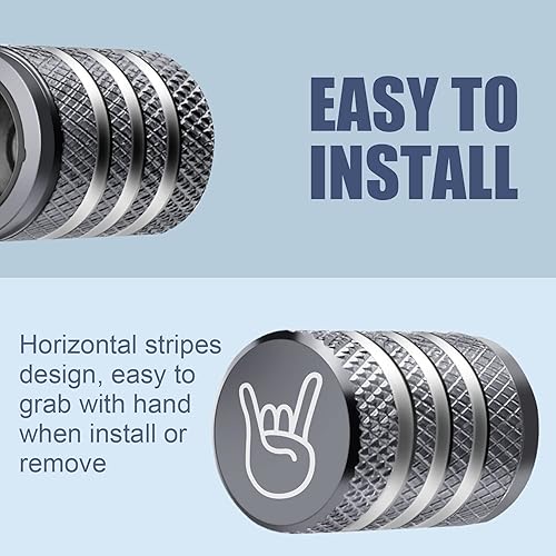 Vista 189 de Cubierta de tapón de válvula para neumático Paquete de 5 tapas de aire de metal, forro de plástico, resiste la corrosión, contra fugas, de rock and