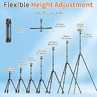Vista 4 de XXZU Trípode de cámara de 180 cm, trípode para cámara y teléfono con cabeza de bola de 360° y soporte para smartphone, trípode de aluminio