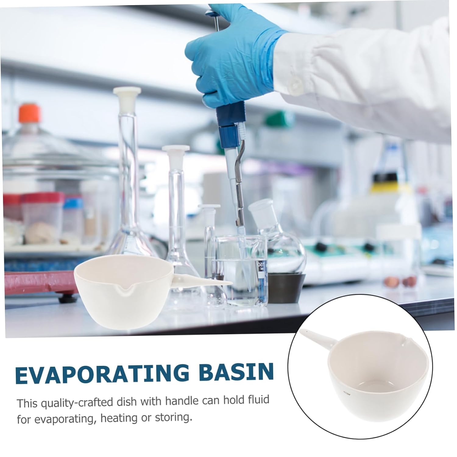 1pc Evaporating Dish Handle Round Evaporating Bowl for Laboratory Use - Evaporation Container for School and Home Capacity