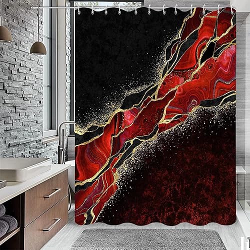 Miniatura 16 de Cortina de ducha con diseño de mármol verde, verde azulado y blanco degradado, moderna, abstracta, de lujo, ondas, decoración del hogar, tela