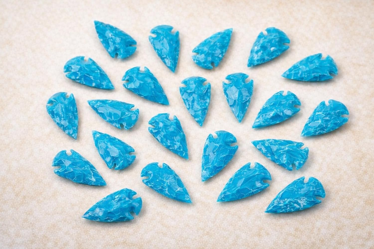 Turquoise Arrowheads – Pack of 20 | 1″–1.25″ Handmade Stone Arrow Points for Craft, Jewelry Making & Collection